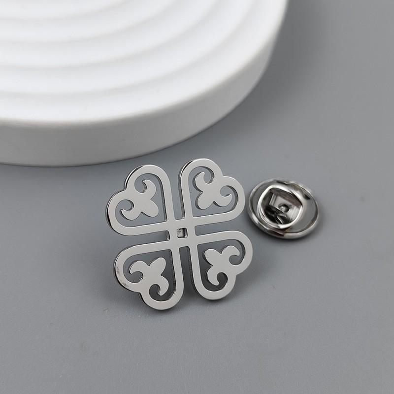 

New Clover Brooch Cufflinks Sweet Simple Design With Hollow Stainless Steel Color Preserving Accessories 14k