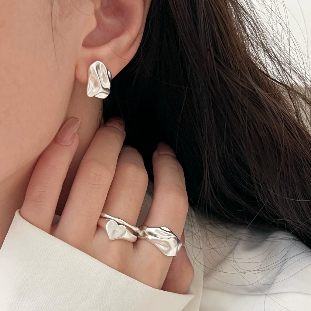 Irregular Wrinkled Frosted Surface Ear Stud Piercing Earrings For Women Fashion New Jewelry Accessories Gift Party