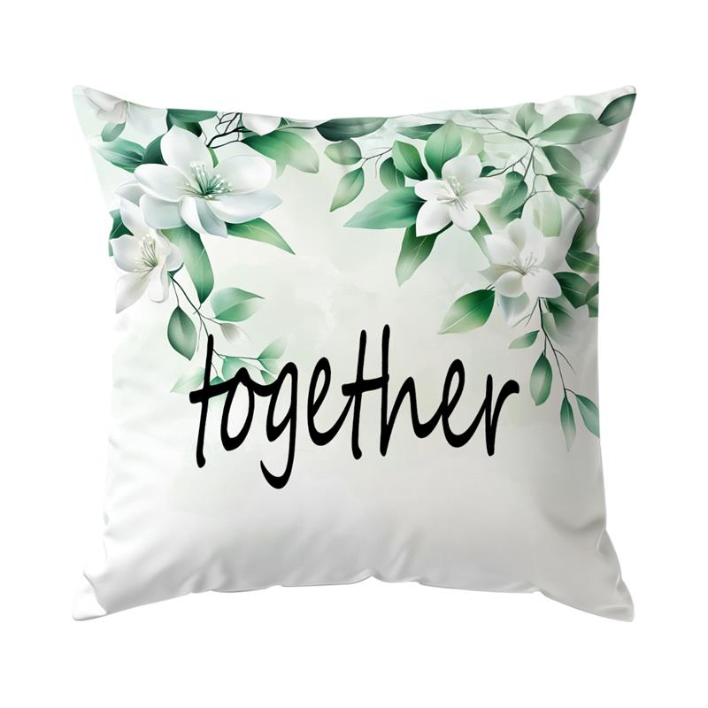 Watercolor Green Leaves Sweet Home Print Home Decor Pillowcase Bedroom Living Room Sofa Decoration Polyester Cushion Cover