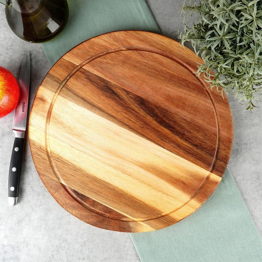 Deska Kuchenna Do Krojenia Serwowania Drewniana Okrągła Akacja 30 Cm