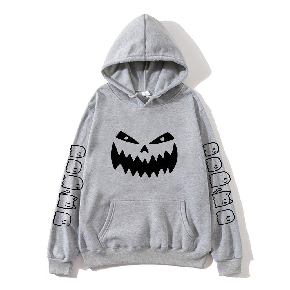 Halloweenská mikina Kawaii duch dýně potisk Unisex mikina Módní ležérní Podzim Zima Dlouhý rukáv Pánská pulovrová mikina
