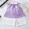 Summer Girl Floral Sleeveless Twopiece Set With Soft Polyester Fabric For Kids