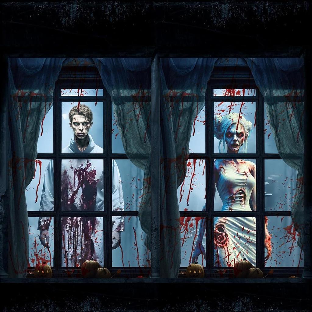 Halloween 2-pack Door And Window Curtain Background Hanging Cloth Horror Ghosts Outdoor Decoration Scene Hanging Cloth