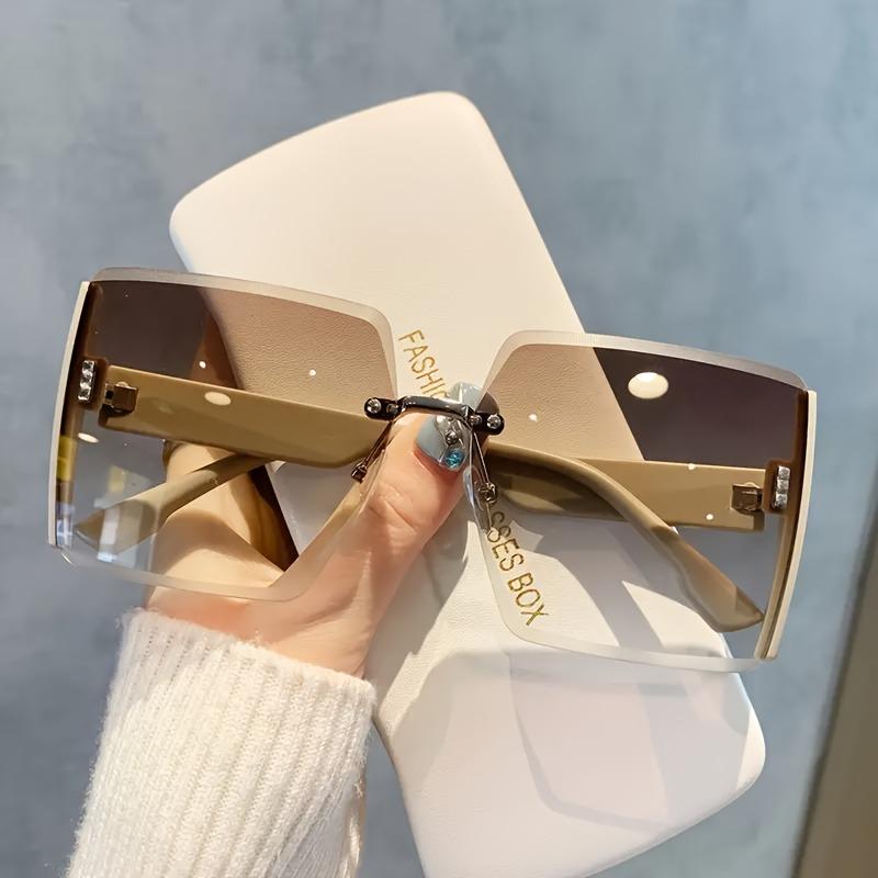 Retro Square Glasses Large Frame Women Vintage Style Eyewear Fashion Accessories Trendy Sunglasses
