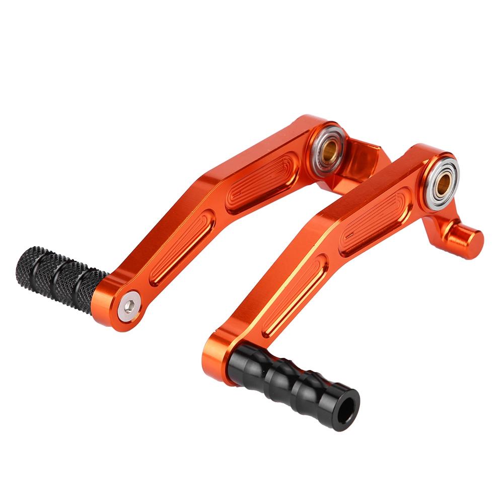 2 Piece Orange Aluminum CNC Brake Pedal - Compact and Knurled Brake Pedal Design - Made of High Quality Aluminum - Lightweight and