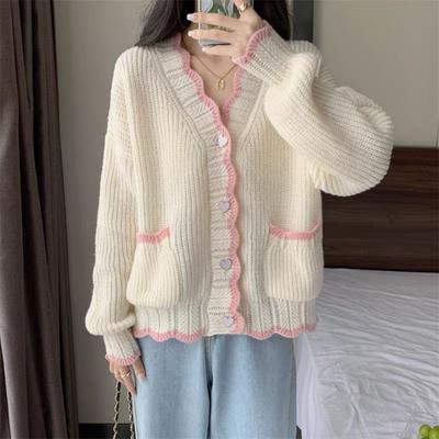 Spring Autumn Sweet Gentle Style Lazy High-end Sweater Coat Women's Long-sleeve Loose Cardigan
