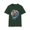 Unisex Softstyle T-Shirt Christmas Snowglobe Santa Snowboarding Holiday Graphic
