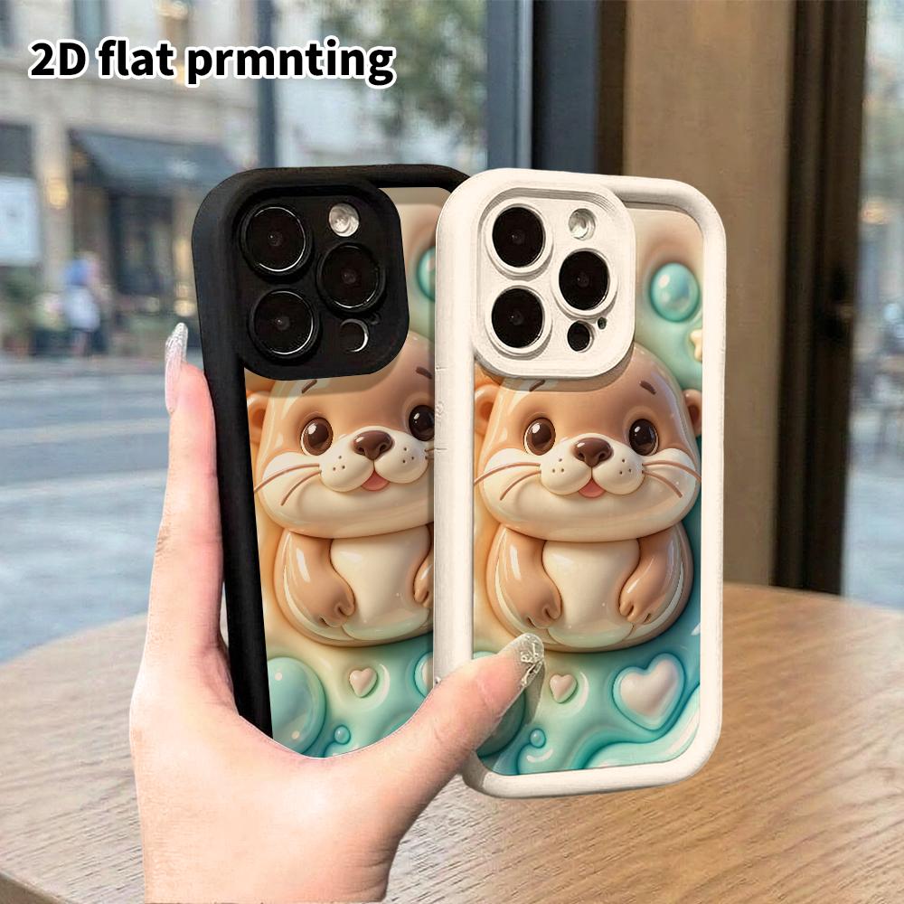 Phone case: 2D flat design, suitable for iPhone 18 17 16 15 14 13 Pro protective case, cute soft otter, perfect Christmas and Halloween holiday gift