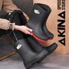 Large Size Rain Shoes Men's Non-slip and Wear-resistant Outdoor Chef Work Fleece Medium Rain Boots