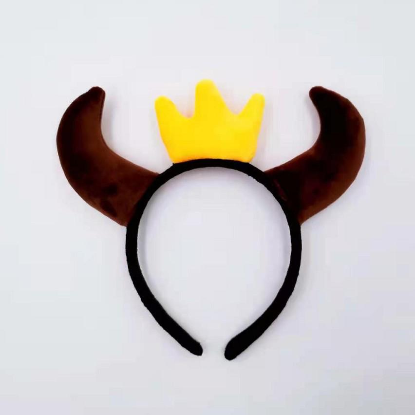 Tiara Chifres de Diabo com Lantejoulas Glitter Dourado para Decoração de Apresentação de Natal e Halloween.