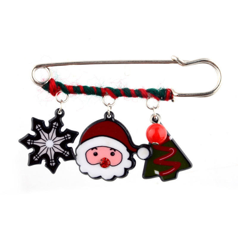 Christmas Series Cute Cartoon Pin Snowman Bell  Christmas Stocking Brooch