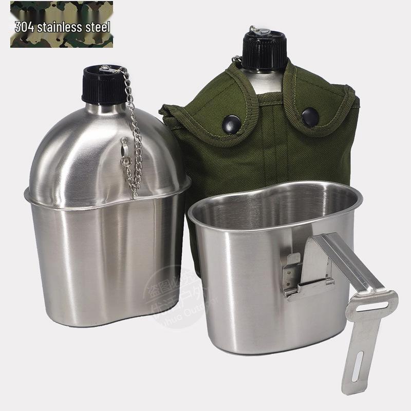 Set Pranzo Tattico Soldato Seconda Guerra Mondiale, Bollitore in Acciaio Inossidabile per Campeggio e Picnic