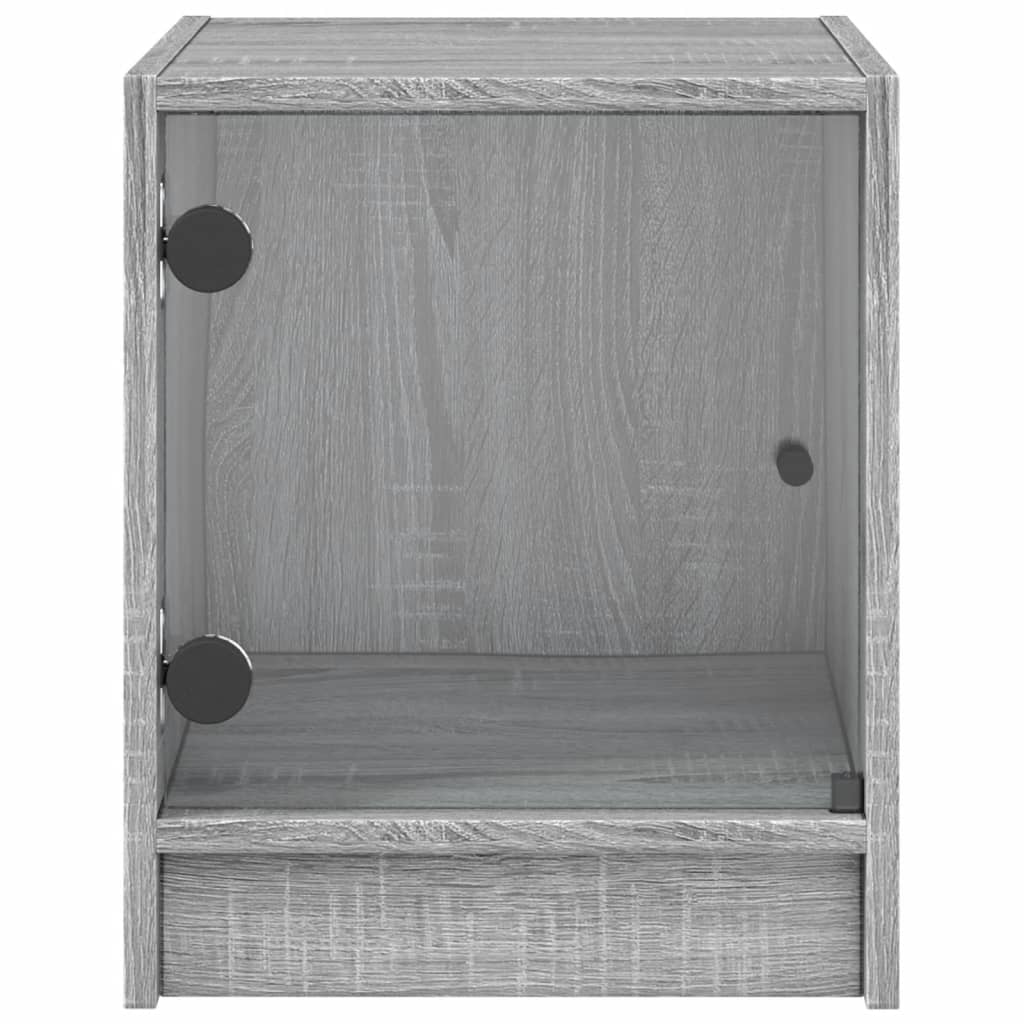 Nightstand with Glass Door Grey Sonoma 35 x 37 x 42 cm
