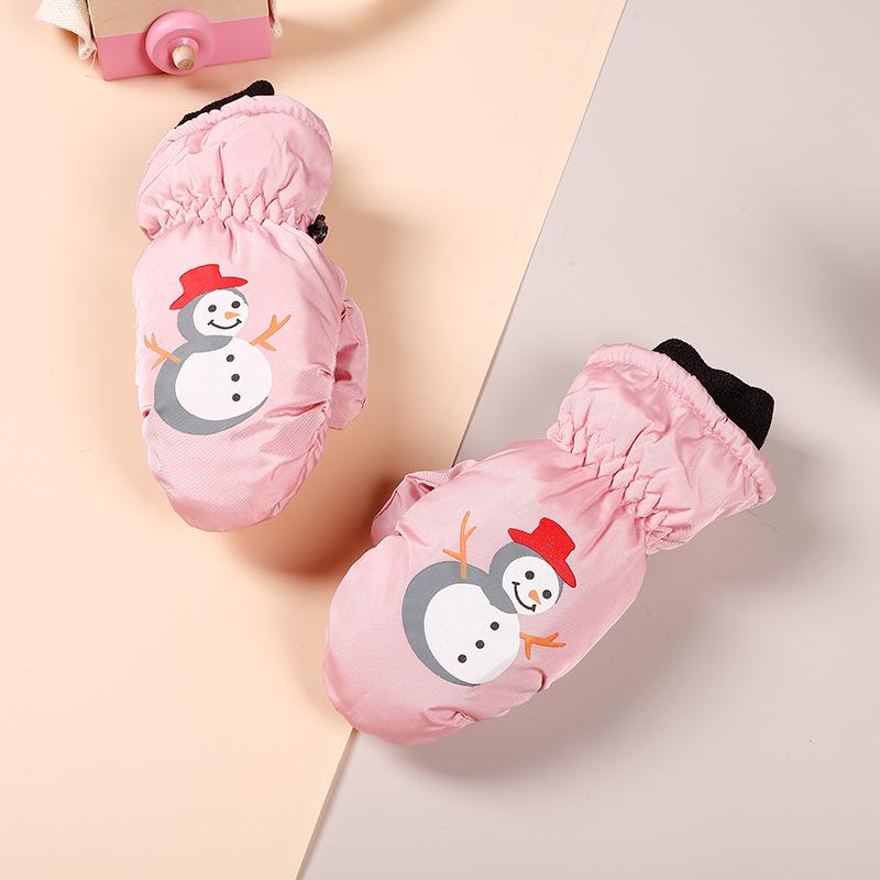 Kids' Cartoon Ski Mittens: Warm, Windproof, Waterproof, for Ages 3-10