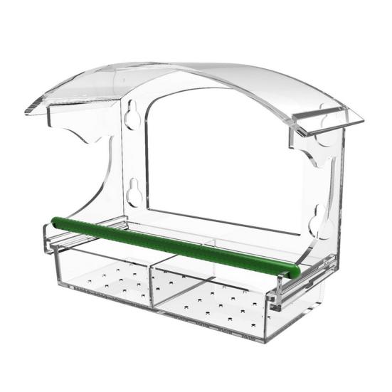 Window Bird Feeder with Suction Cups Detachable Birdseed Tray Clear Acrylic Outdoor Bird Feeder for Wild Small Birds Gardening Gift