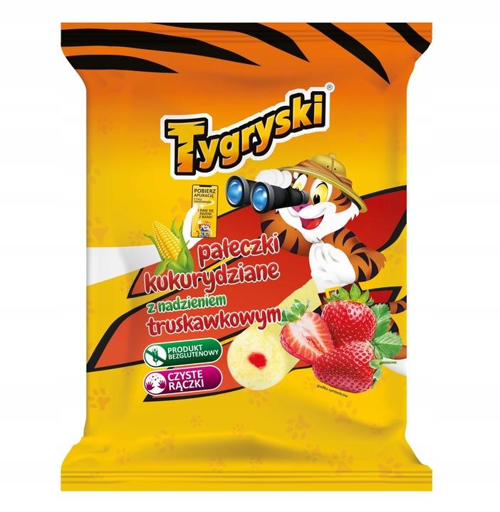 Tygryski Bastoncini di Mais Ripieni alla Fragola 60G