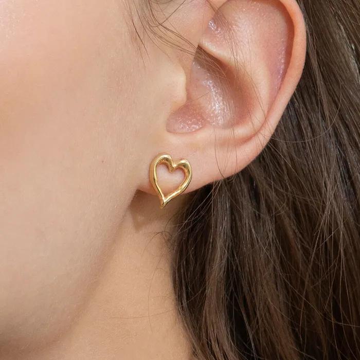 Bumpy Heart Line Earrings (2colors)