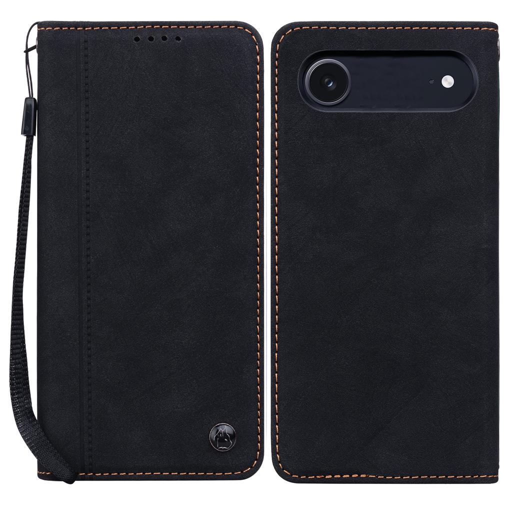 For iPhone 17 Air Case Lines Pattern Wallet Leather Phone Cover with Strap