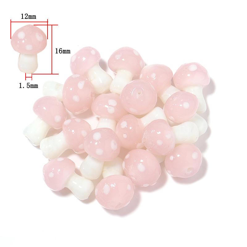 10-20Pcs 16x12mm Liuli Silica Lampwork Mushroom Beads Colourful Loose Glass Beads For Needlework DIY Jewelry Making Accessories