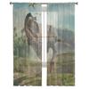 Virgin Forest Jurassic Dinosaur 3D Tulle Curtain Voile Transparent Tulle for Bedroom Living Room Kitchen Sheer Window Curtains