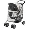 Folding Dog Stroller with Rain Cover, Swivel Wheels and Brakes, Grey
