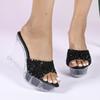 Versatile Wedge Heel Sandals Women's Summer New Sexy Crystal Transparent High Heels Heel Wedge Heel  LFD-1108-2