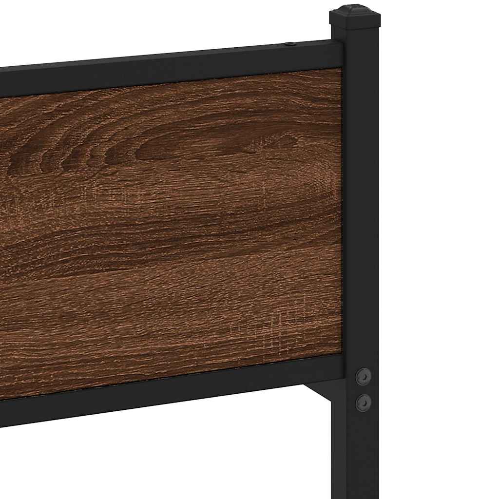 Metal Bed Frame without Mattress Brown Oak Effect 160x200 cm