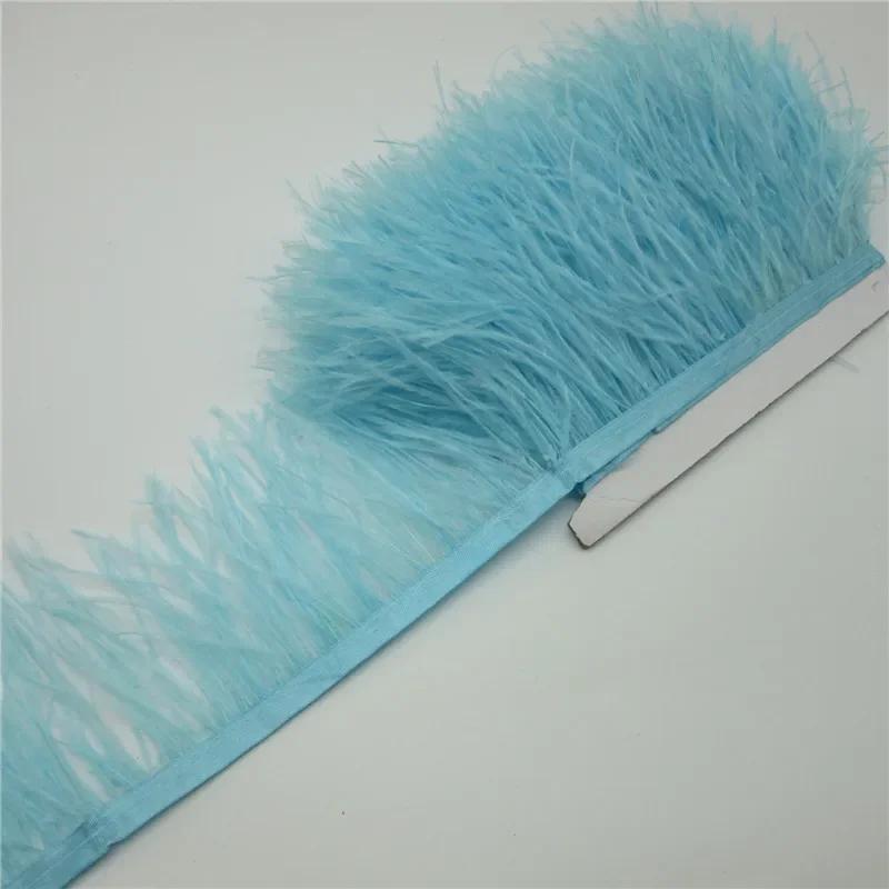 Feather1Meter Fluffy White Ostrich Feathers Trim Fringe 8-10cm Feather Ribbon for Wedding Party Sewing Dress Clothing Decoration Crafts