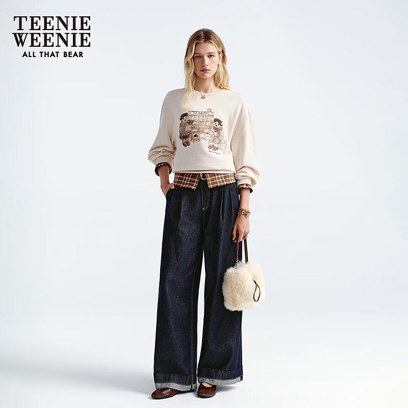 Teenie Weenie Women's Preppy Style Faux Two-Piece Plaid Sweatshirt