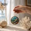 Festive Home Decoration 12PCS Christmas Tree 2D Flat Pendant, Pearl Acrylic Art Kits, Bright Fireplace Holiday Decor Color Classic Patterns