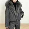 Winter new real fox fur collar knitted splicing down jacket women's short white duck down loose and thin versatile jacket