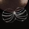 Diamond fringed circle silver needle earrings personalized fashion light luxury temperament earrings
