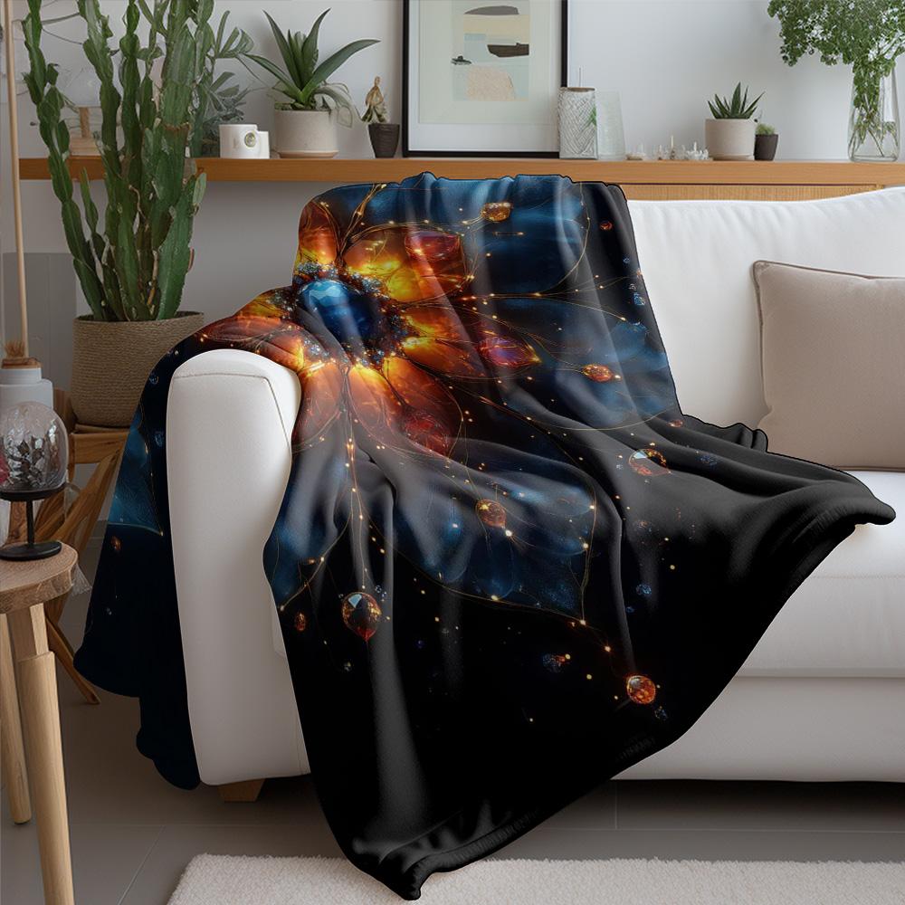 Psychedelic Galaxy Starry Night Fleece Blanket Aurora Borealis Dreamscape Space Mandala Throw Blanket For Bed Sofa