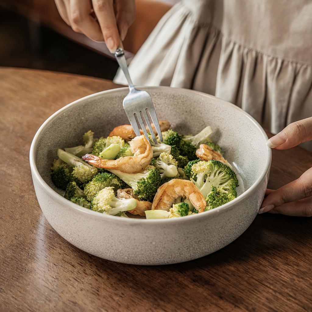 Retro Style Straight Body Large Bowl Round Ceramic Bowl Bowl Household Large Vegetable Bowl Soup Bowl Tableware Salad Bowl