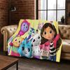 Cute Gabbys Dollhouse Cartoon Girl Kids Flannel Blanket Soft Warm Throw Blanket for Bed Bedroom Room Living Room Christmas Gift