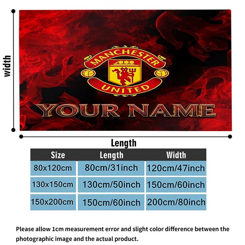 1PC Manchester United F Custom Name Patterned Flannel Blanket Suitable For All Seasons for Home Decor Warmth and Comfort Gifts Holiday Present