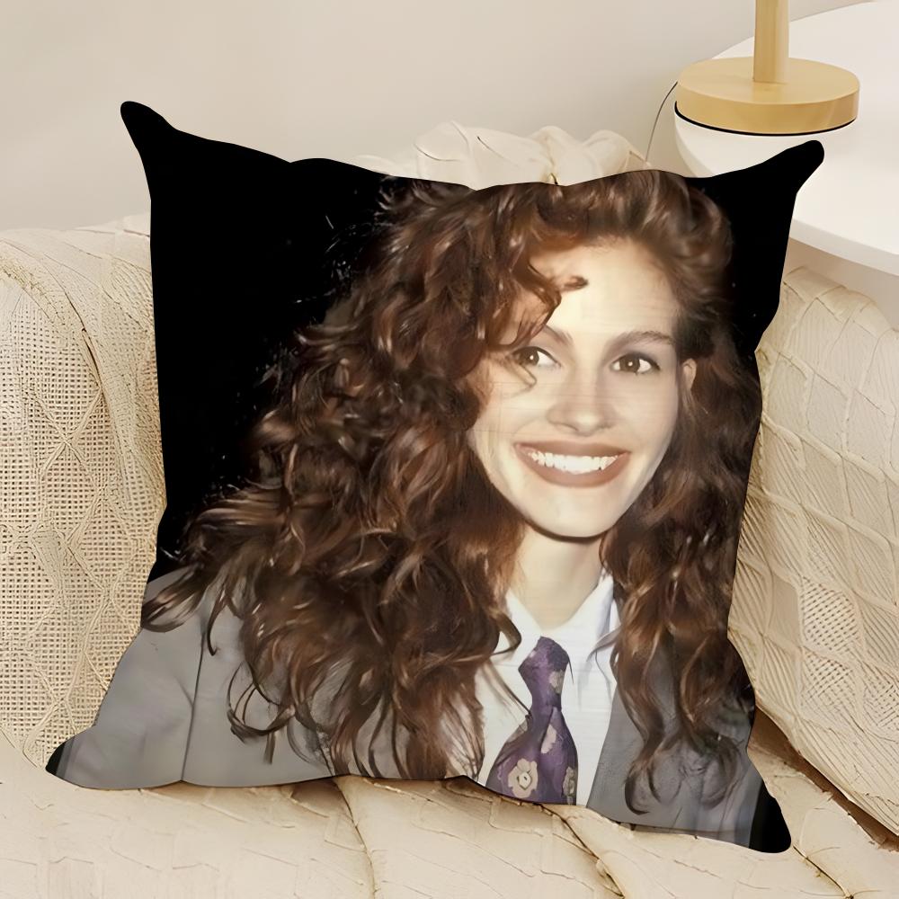 

Hot American Actor JJulia Roberts Pillow Case Natural Linen DoubleSided Printing Sofa Home Decor Cushion Cover 30X30cm