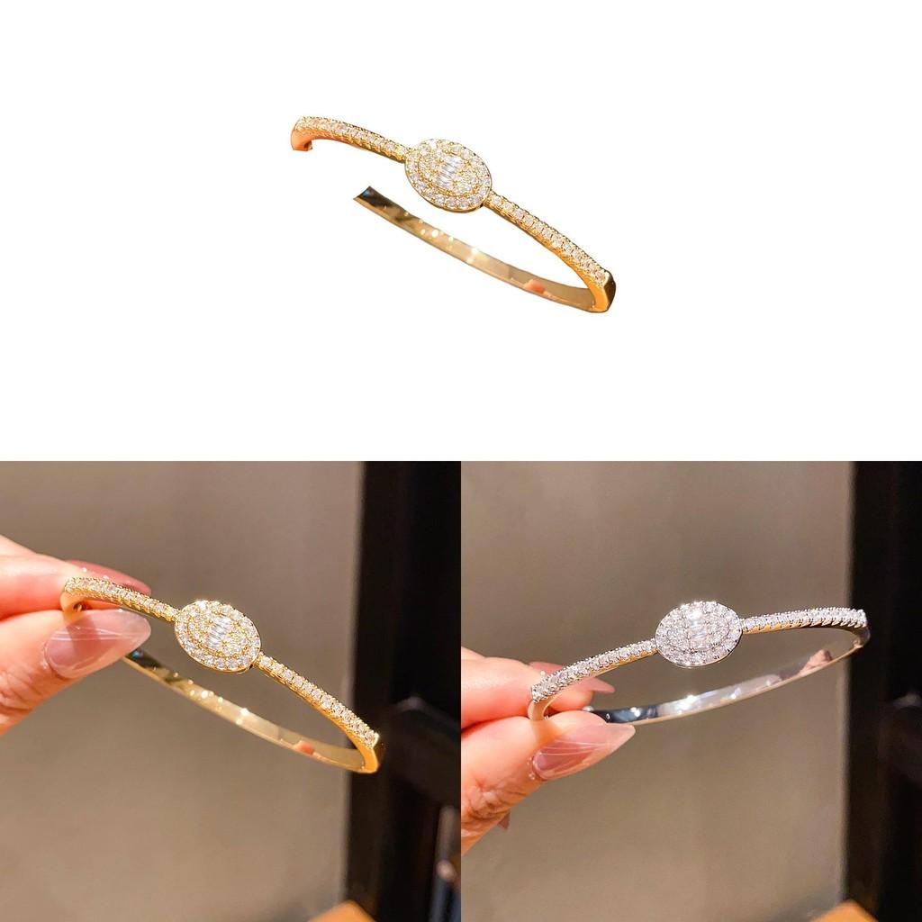 Modeschmuck Ovaler Zirkon Kupferarmband Mit Vergoldung Für Elegantes Tragen