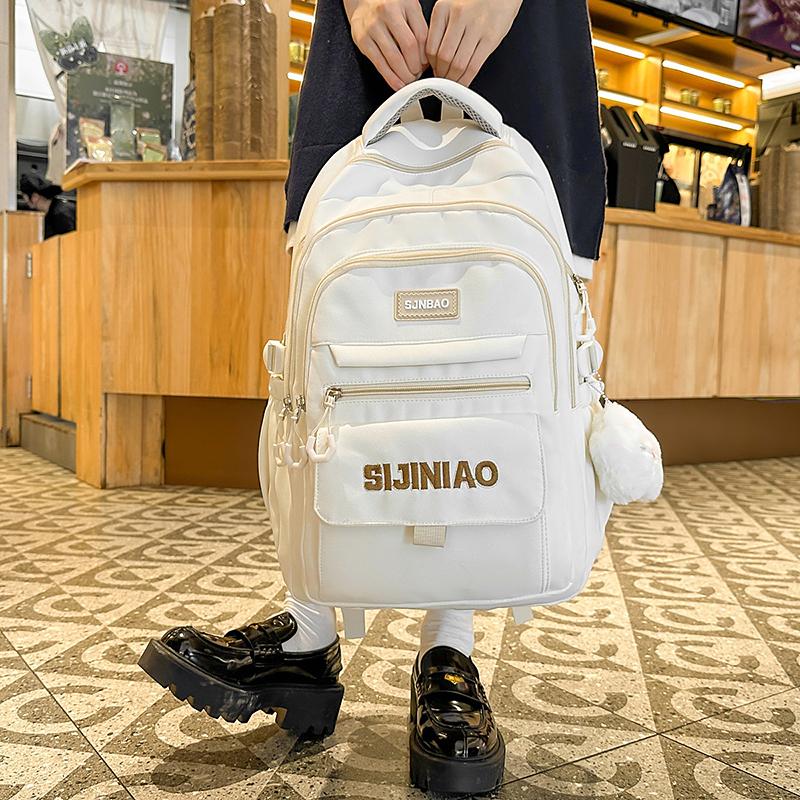 Girls Letter Backpack High School Students Schoolbag