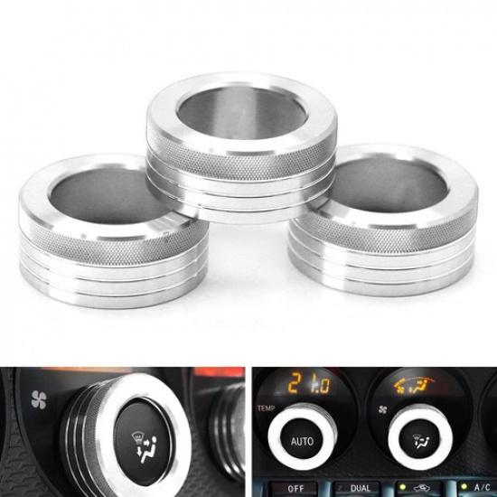 Silver AC Climate Control Switch Knob Ring Covers For Scion FR-S, Toyota 86, BRZ