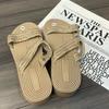 Fashion Women's Casual Slides Comfortable Flax Slippers Striped Bow Linen Flip Flops Platform Sandals Ladies Indoor Shoes Butterfly-knot