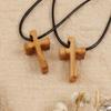 Wooden Cross Clavicle Chain Handmade Religious Crucifix Ornament Symbol of Faith and Hope Jewelry Gift for Christian
