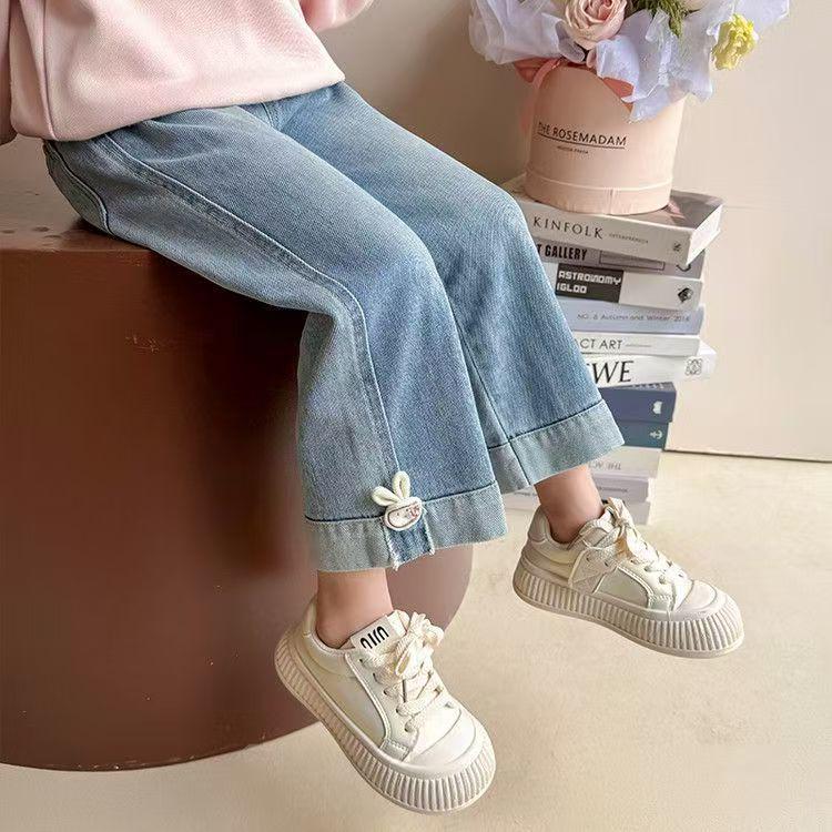 Girls  Summer Soft Korean Style Loose Wide Leg Jeans - Toddler Straight Leg 90