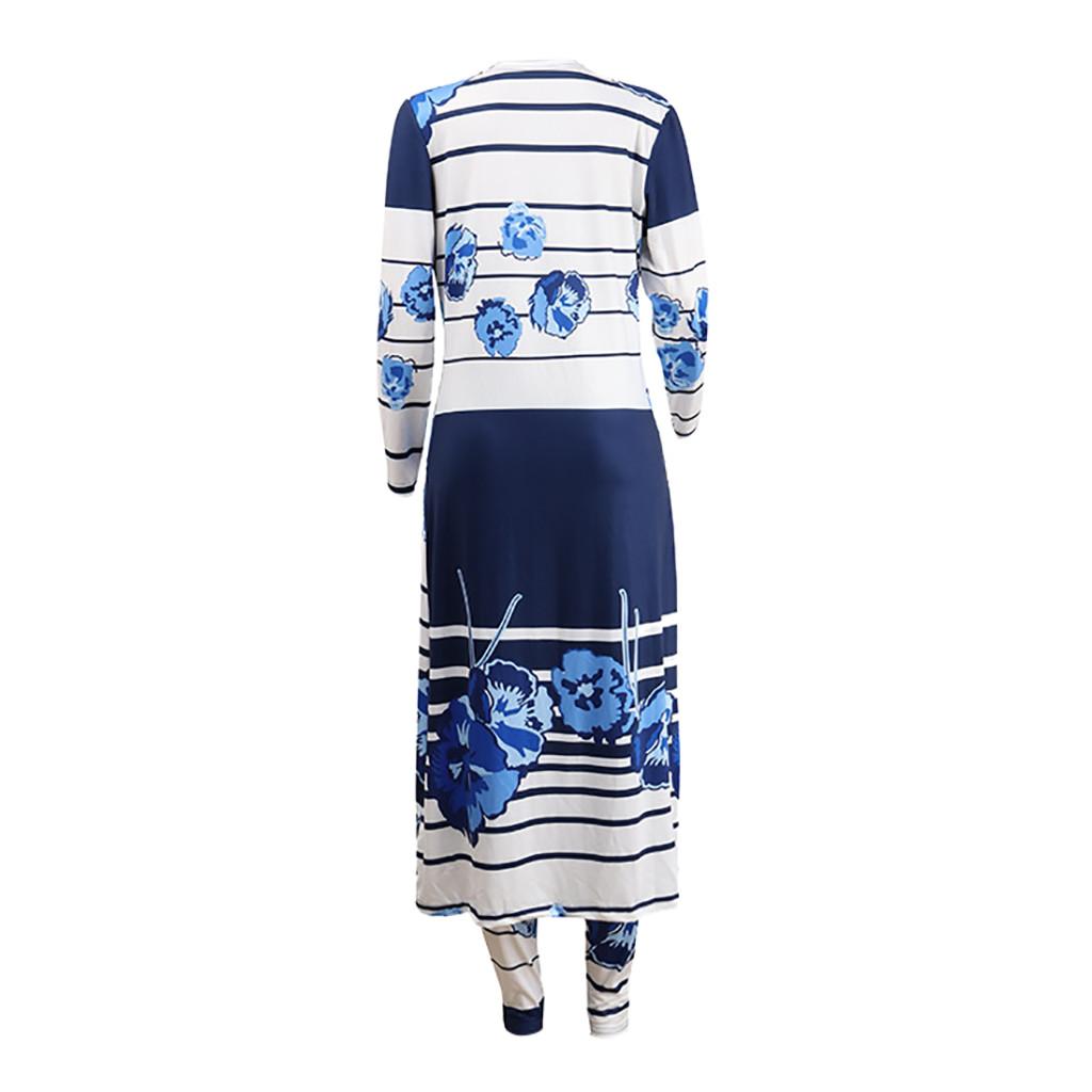 Womens Sexy Printing Cardigan Coat Long Sleeve Two-Piece Set Fashion Lady Suit
