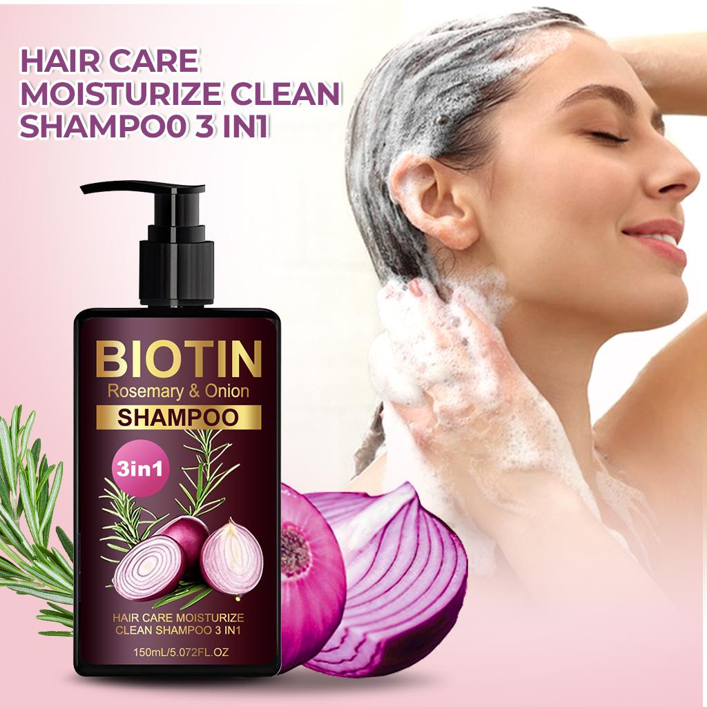 Biotin, Rosemary and Onion Shampoo 3 IN 1 Shampoo-Deeply Clean and Moisturize Hair Dirt & Oil, Strengthens Hair,Reduce Hair Breakage,150ml