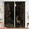 2pcs,2D Plane Printing Curtain Popular Deer Snow Forest Night Versatile 100% Polyester (without Rod) Decorations Inside Perfect