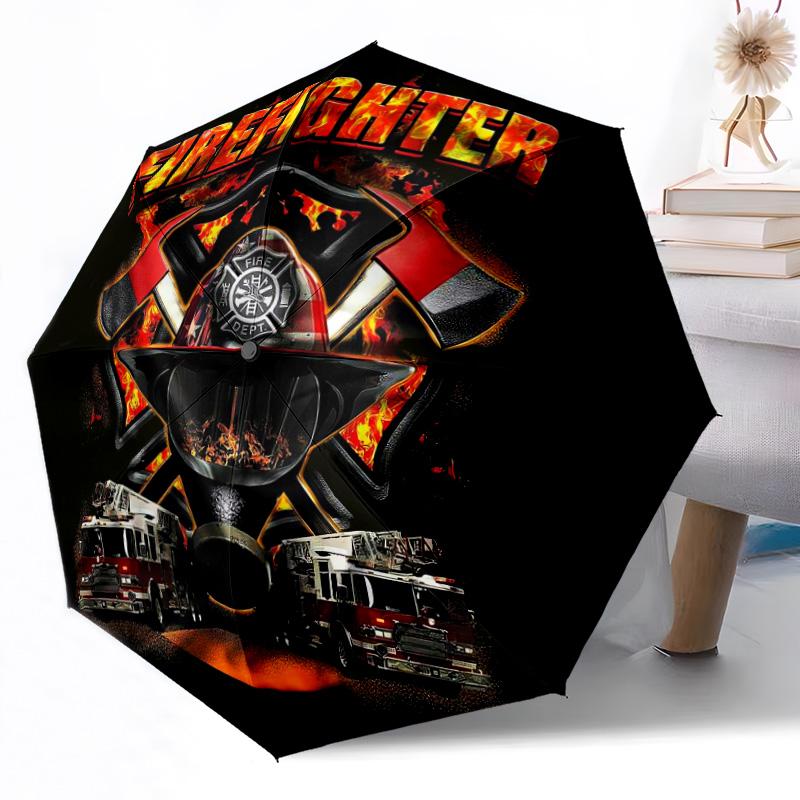 Feuerwehr Mut Outdoor Automatischer Regenschirm Einziebares Design mit 8 Speichen Langlebigkeit Leicht Perfektes Geschenk für Freunde Familie