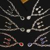 Bridal Wedding Necklace And Earrings Set Fashionable Claw Set Colorful Rhinestones Super Sparkling Banquet Jewelry Two Piece Set