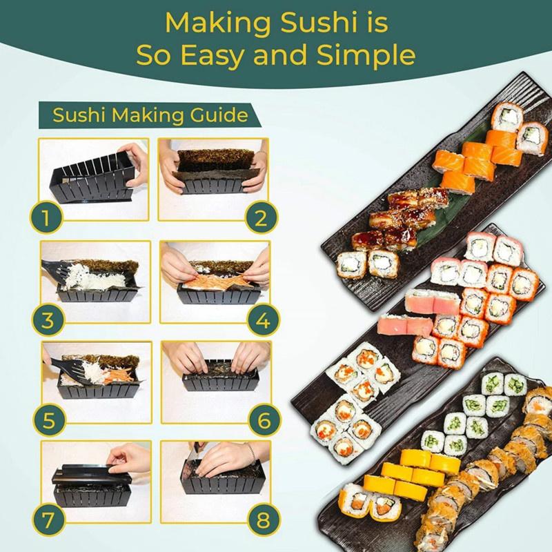10 Stück/Set DIY Sushi-Zubereitungsset Roll-Sushi-Maker Reisrollenform Küchenwerkzeuge Japanische Sushi-Kochwerkzeuge Küchenwerkzeuge