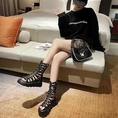 Mit mittleren Absätzen Reißverschluss-Sandalen für Damen Vintage Damen Schuhe Großhandel Bulk und niedriger Preis im Angebot Das beste Luxus-Sommer-Korea
